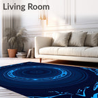 Deep Blue Swirling Circle Abstract Rug