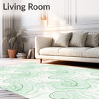 Pale Green Abstract Swirl Rug