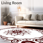 Deep Red Floral Medallion Frame Rug