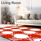 Fiery Red White Hexagon Overlay Rug