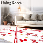 Red Bow Snowflake Geometric Arrangement Rug