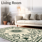 Art Nouveau Sunburst Floral Cream Rug