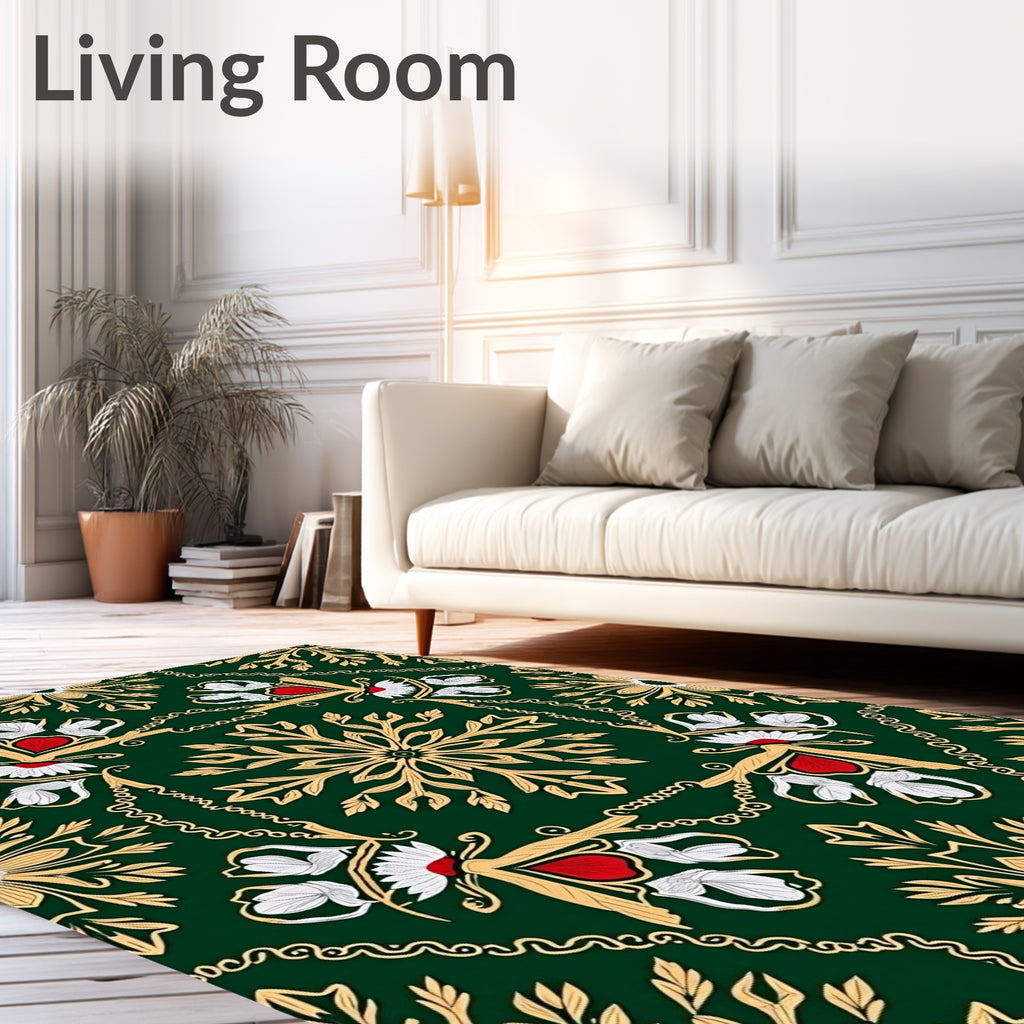 Emerald Garden Floral Medallion Rug