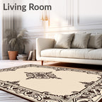 Ornate Scrollwork Medallion Cream Rug