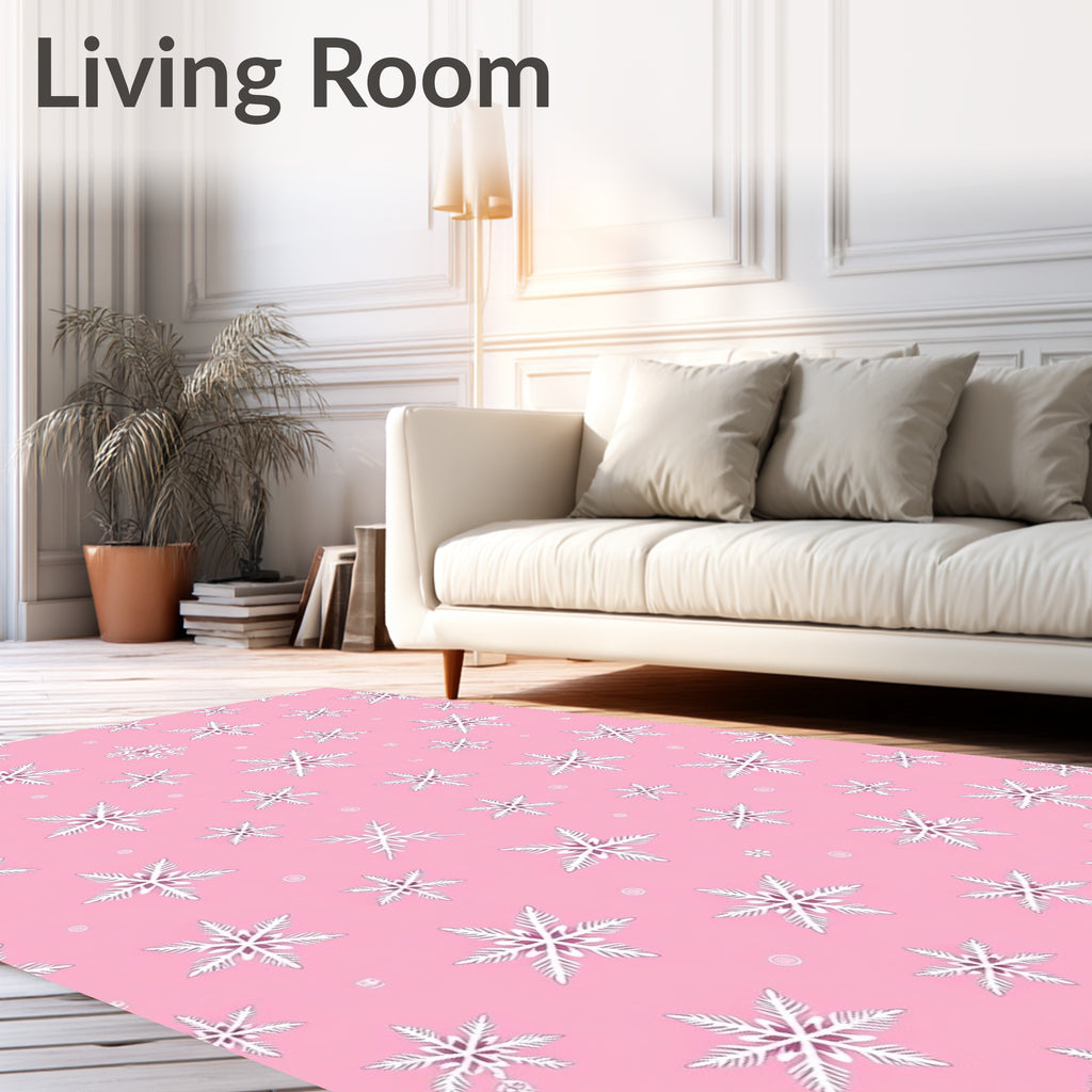 Pink Snowflake Winter Wonder Background Rug