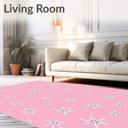 Pink Snowflake Winter Wonder Background Rug