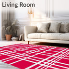 Crimson White Plaid Grid Rug