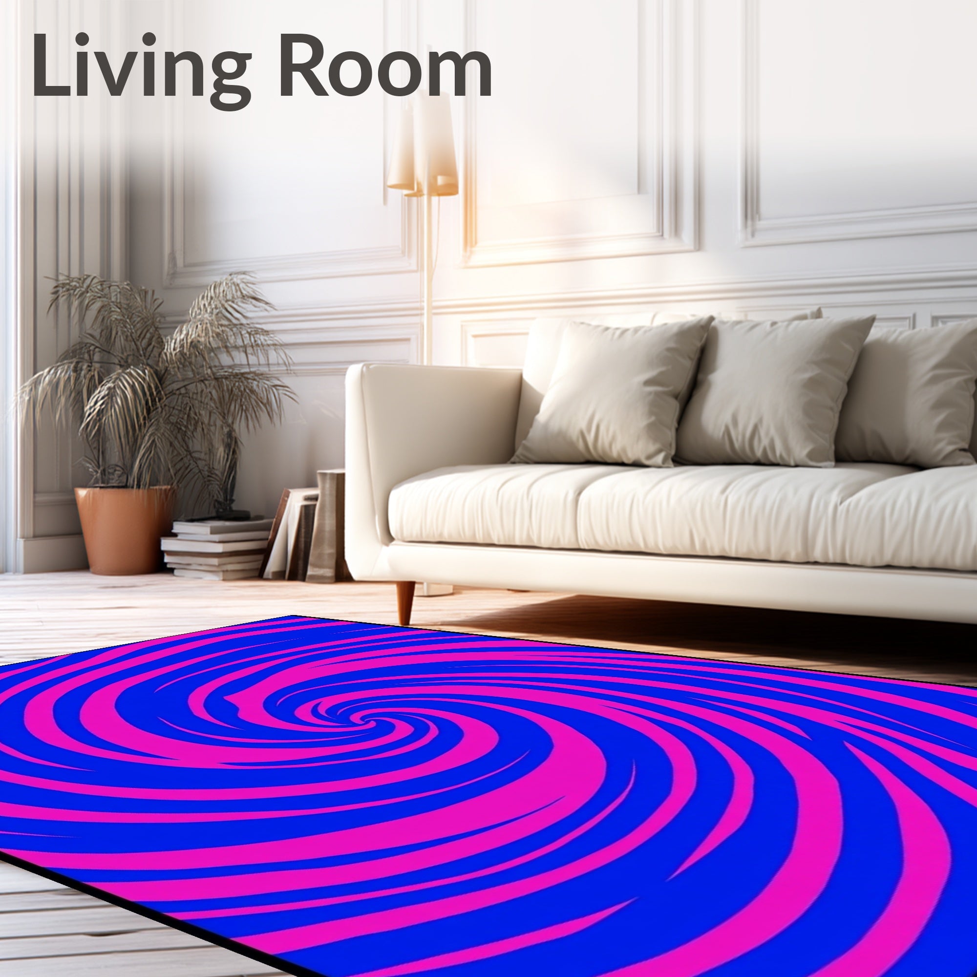 Vibrant Pink Blue Swirl Rug