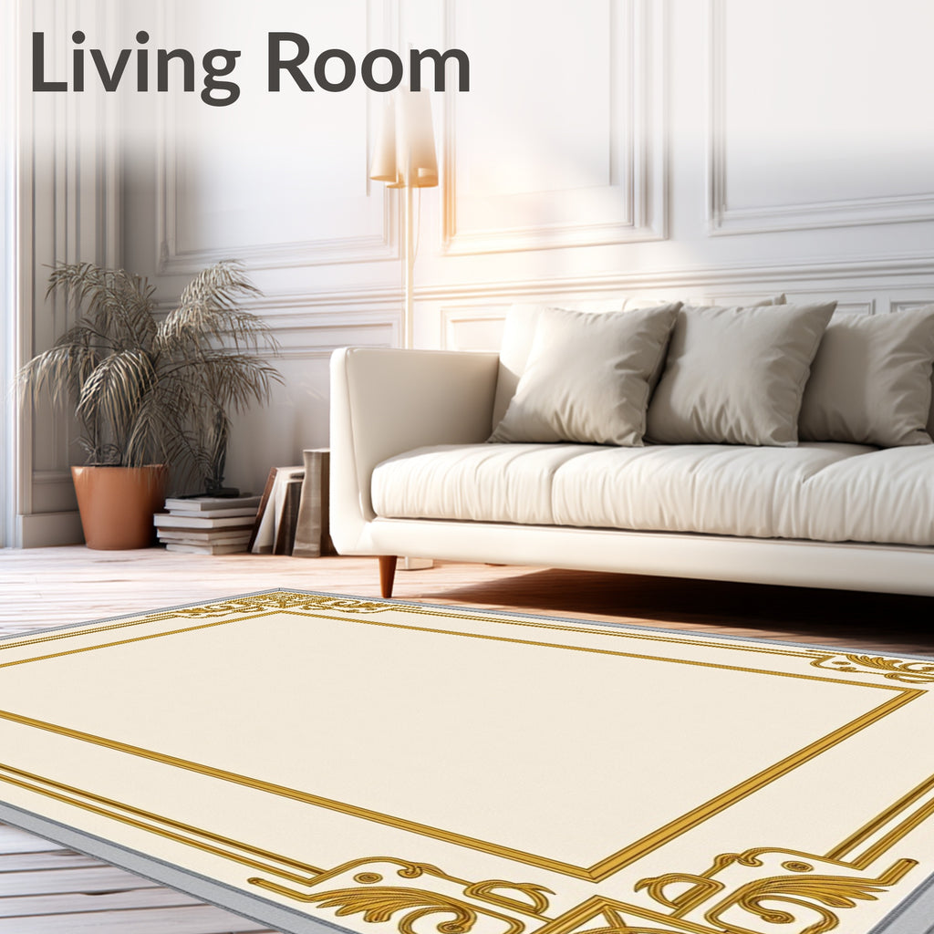 Gold Cream Border Scrollwork Rug