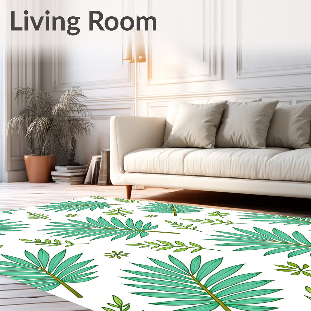 Emerald Tropical Palm Frond Foliage Rug