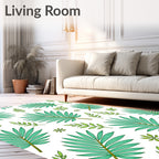 Emerald Tropical Palm Frond Foliage Rug