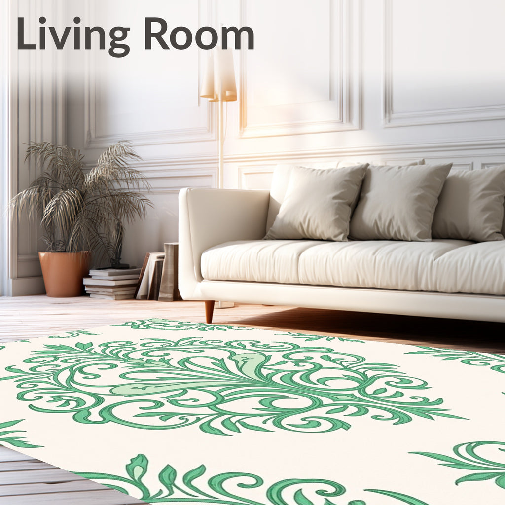 Elegant Green Floral Medallion Rug