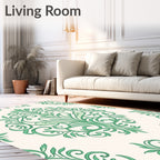 Elegant Green Floral Medallion Rug