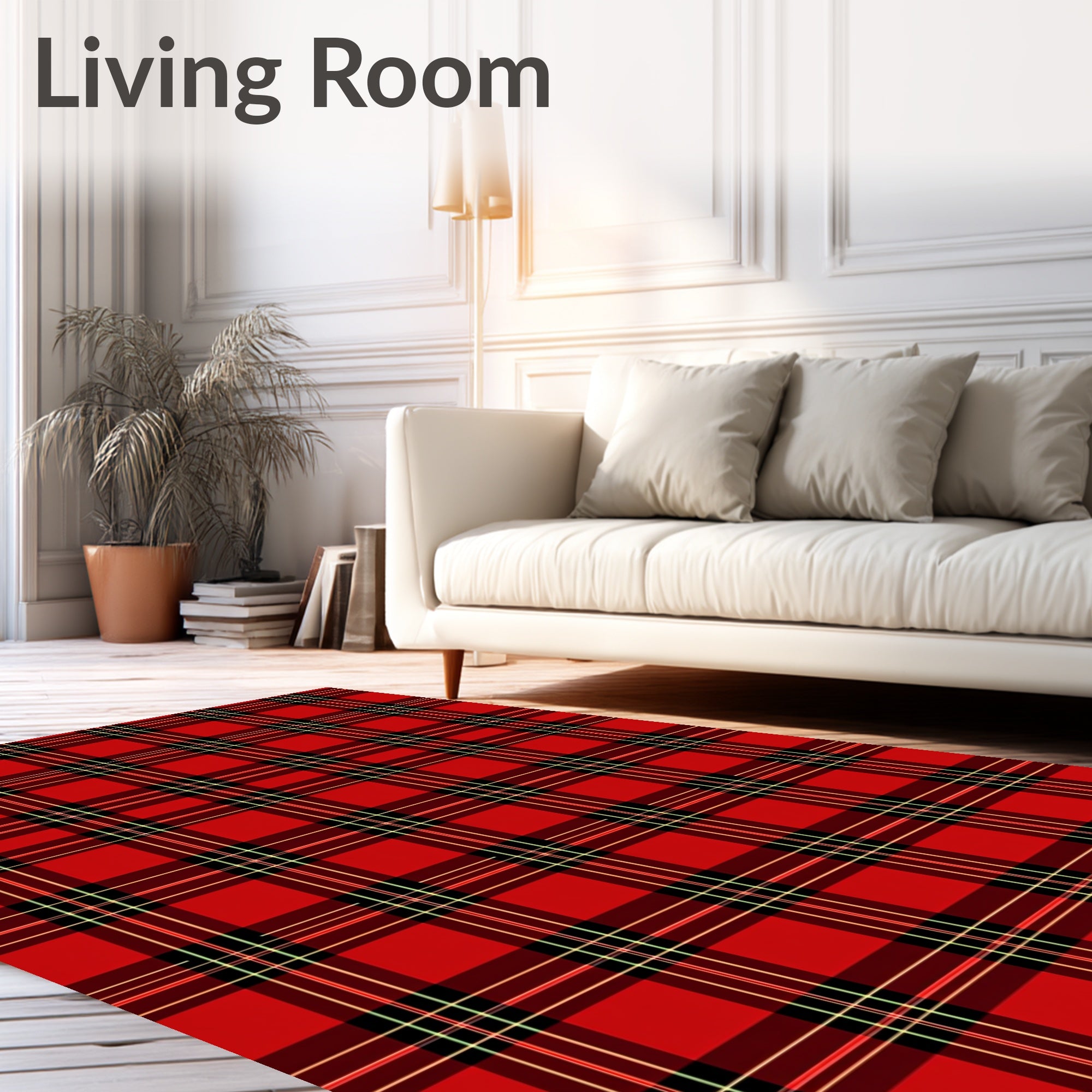 Classic Red Black Tartan Plaid Rug