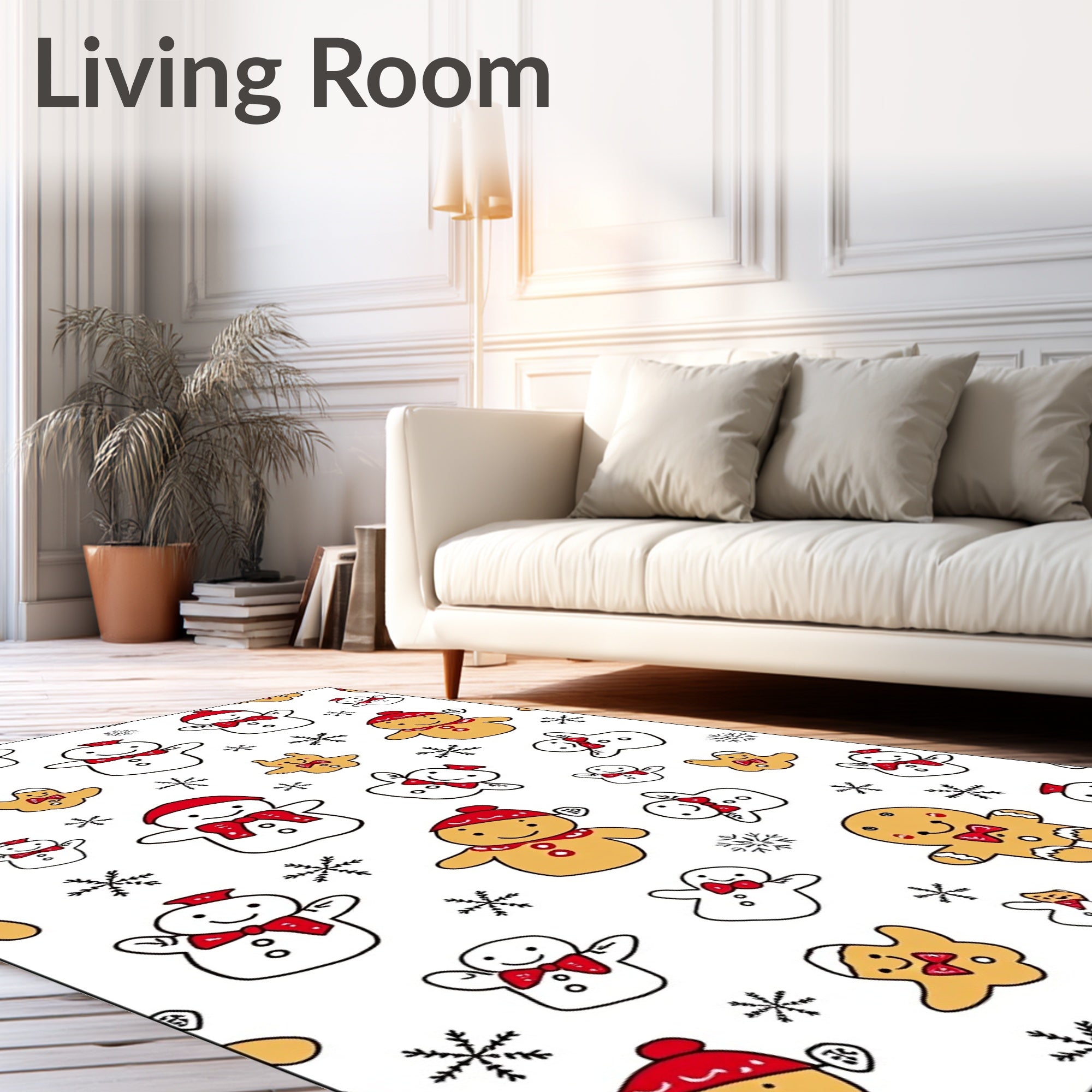 Cute Snowmen Gingerbread Friends White Rug