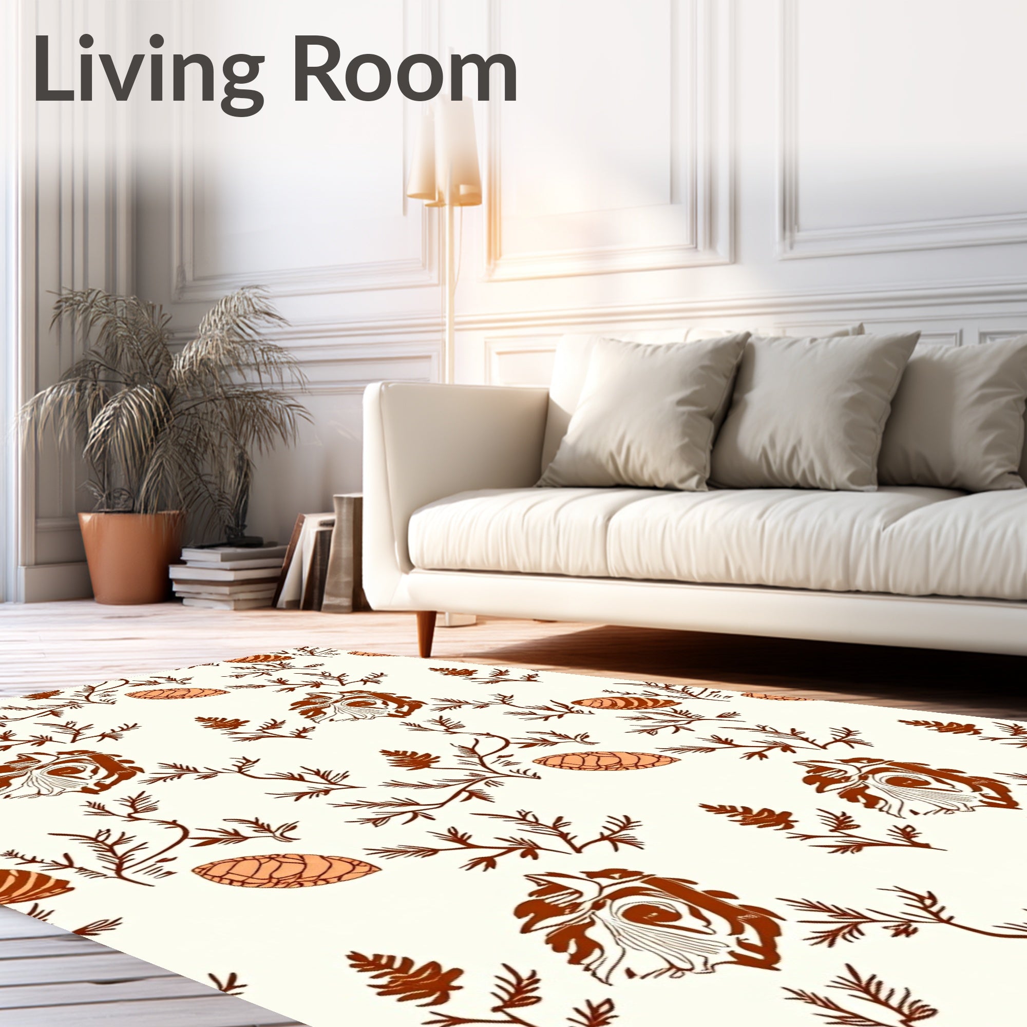 Rustic Terracotta Botanical Seed Pods Rug