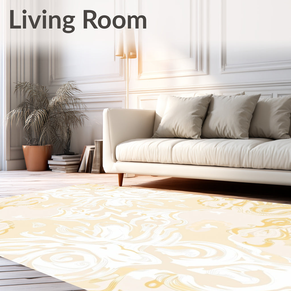 Cream Swirl Floral Abstract Rug