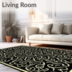 Ivory Black Filigree Scrollwork Rug