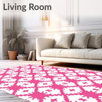 Hot Pink Geometric Lattice Rug
