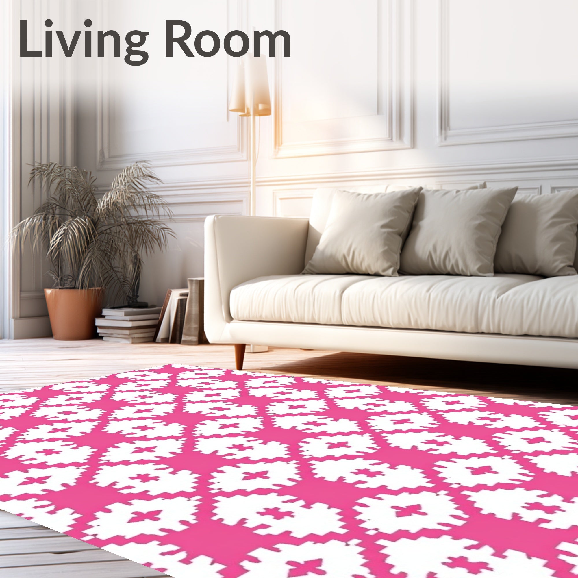Hot Pink Geometric Lattice Rug