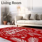 Red White Floral Holiday Festivity Rug