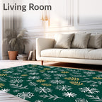 Emerald Forest Snowflakes Leaf Medley Rug