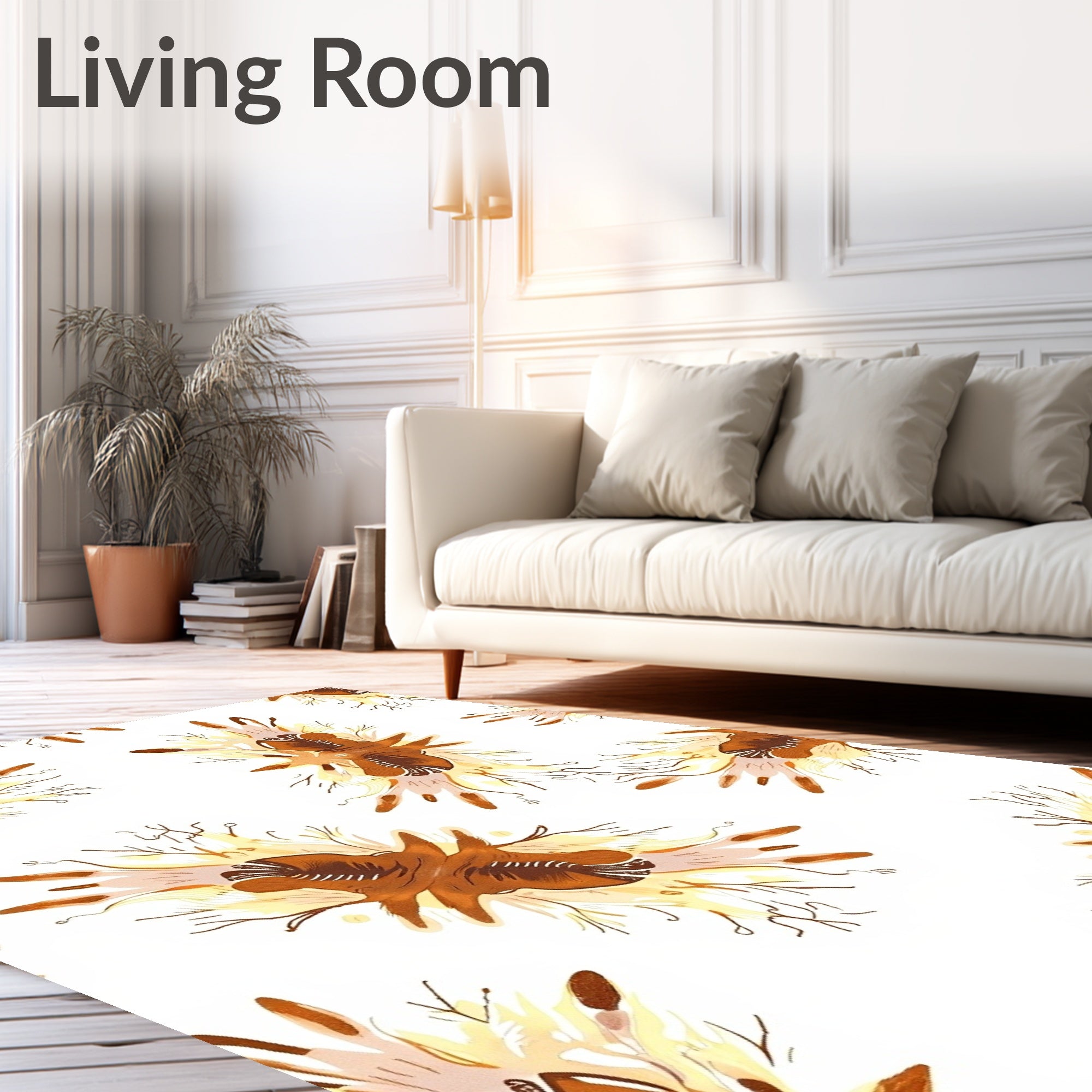 Brown Ochre Abstract Organic Bloom Rug