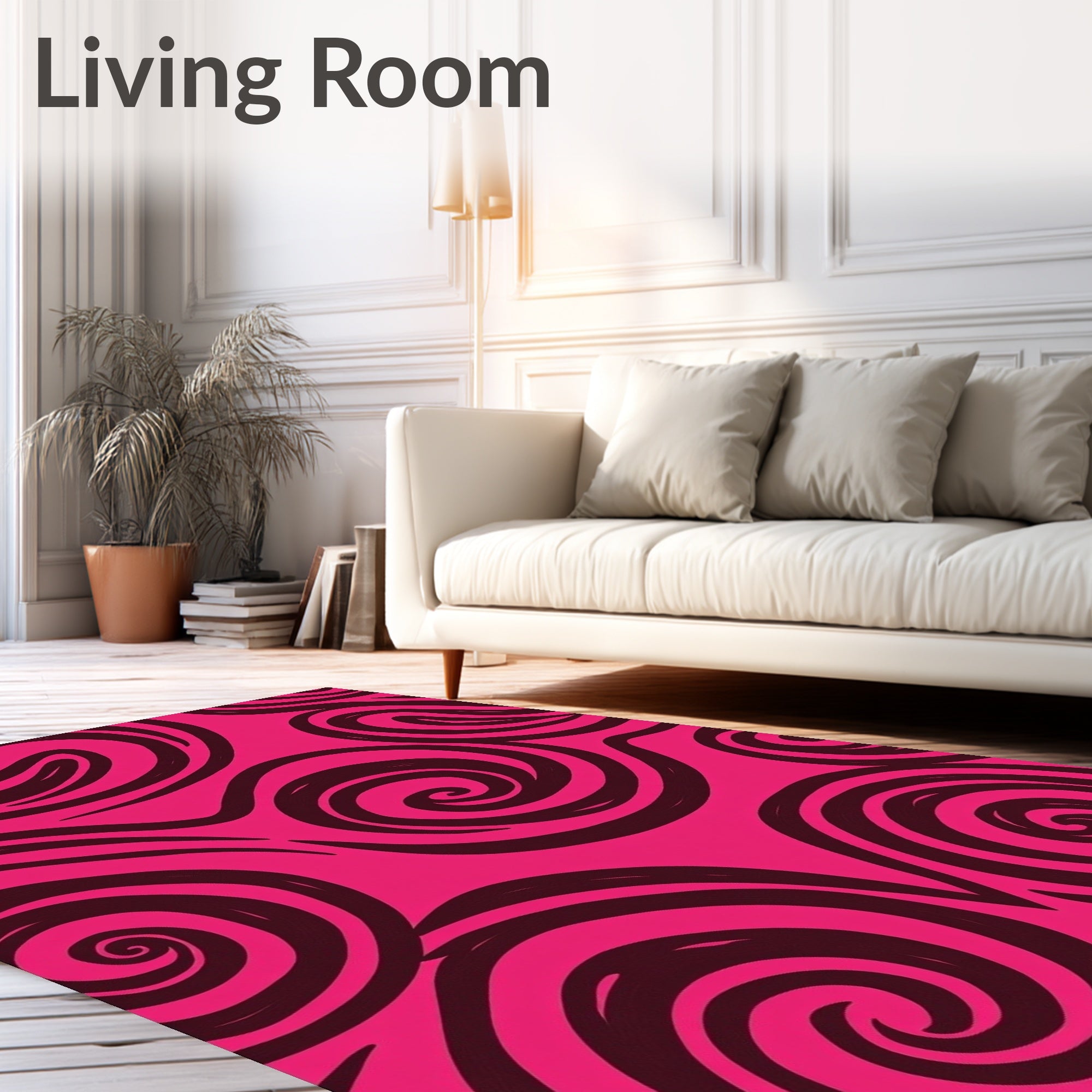 Hot Pink Swirls Abstract Rug