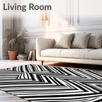 Bold Black White Chevron Stripe Rug