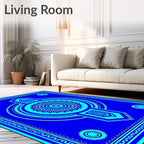 Royal Blue Turquoise Mandala Geometric Rug