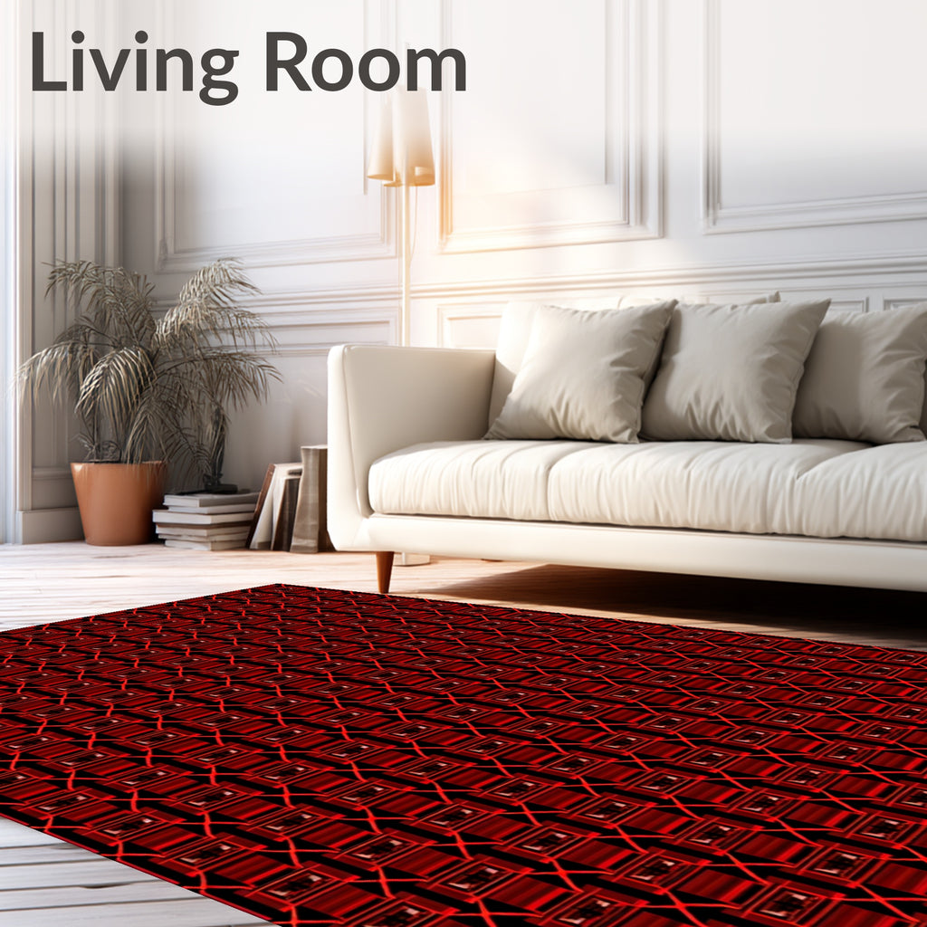 Intense Crimson Geometric Lattice Rug