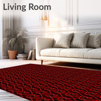 Intense Crimson Geometric Lattice Rug