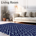 Navy Light Blue Intricate Lattice Rug