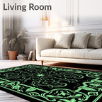 Mint Green Floral Scroll Frame Rug