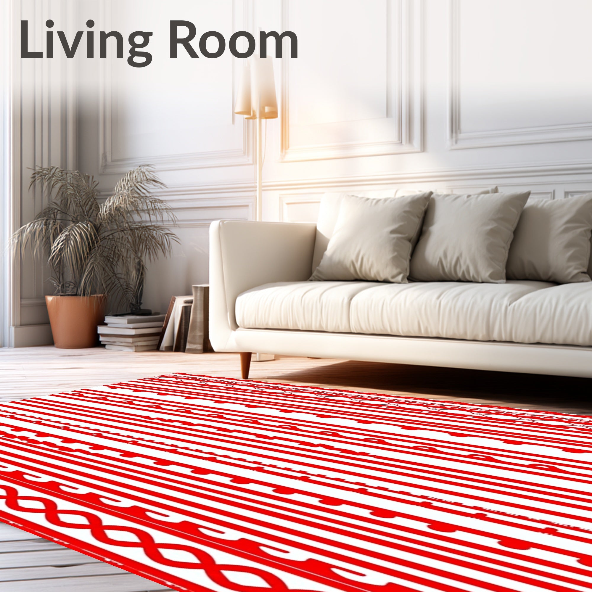 Crimson Vertical Border Medley Rug