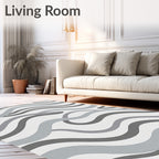 Gray Swirl Ribbon Abstract Rug