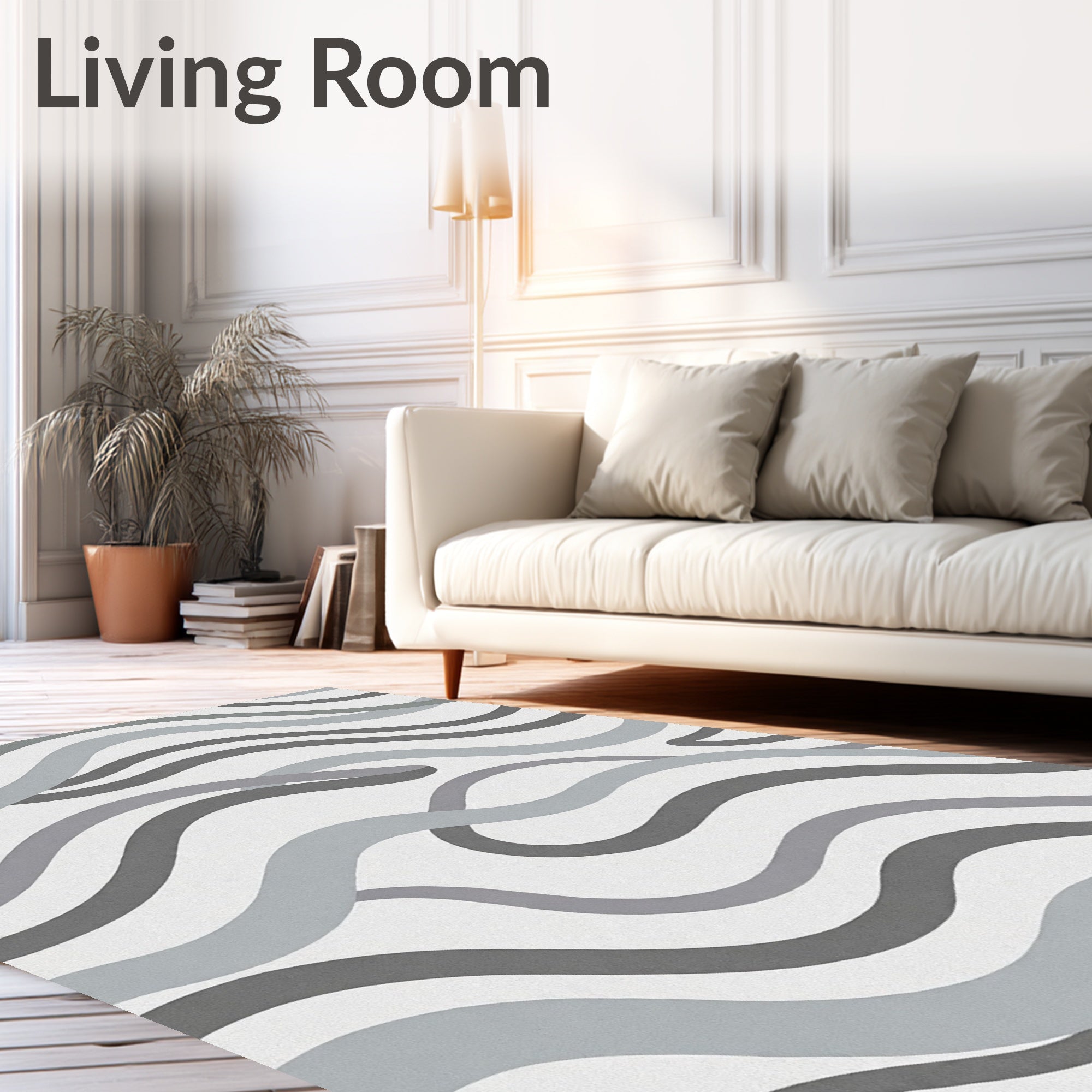 Gray Swirl Ribbon Abstract Rug