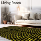 Bold Yellow Black Interlocking Geometric Rug