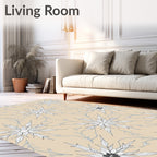 Natural Beige Snowflake Floral Art Rug