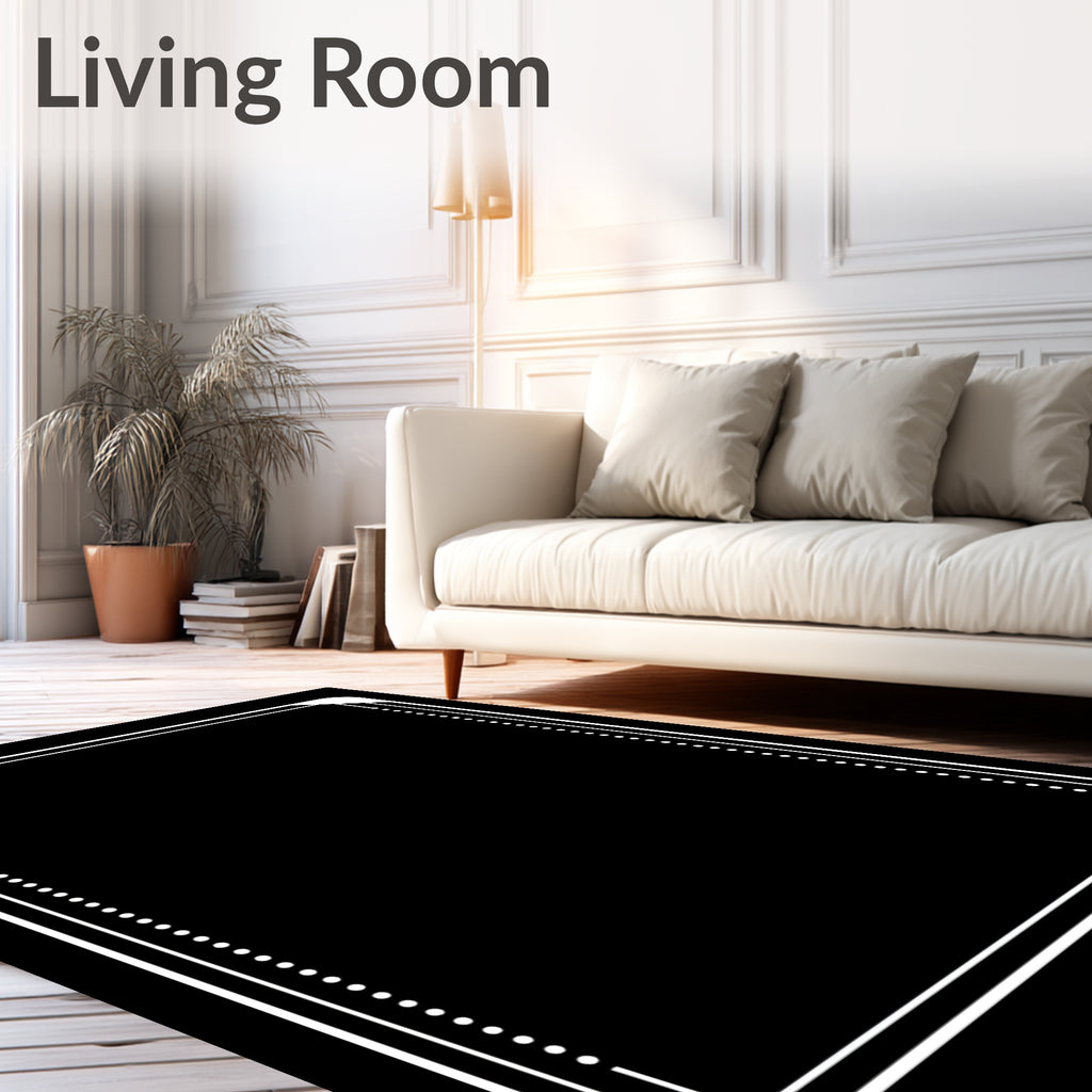 Rounded Corner Twin Line Dot Border Rug