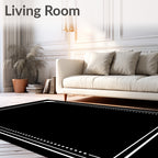 Rounded Corner Twin Line Dot Border Rug