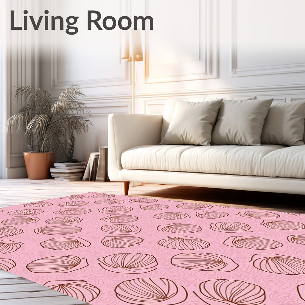 Pink Shell Swirl Outline Rug