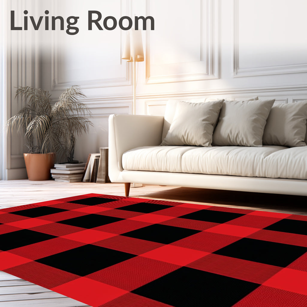 Classic Red Black Buffalo Plaid Rug