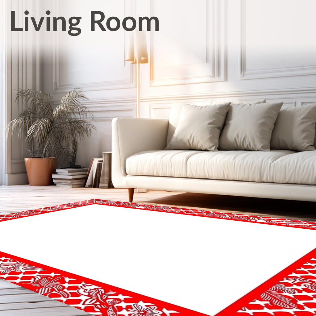 Bold Red Floral Lattice Rug
