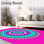 Vibrant Pink Teal Mandala Medallion Rug