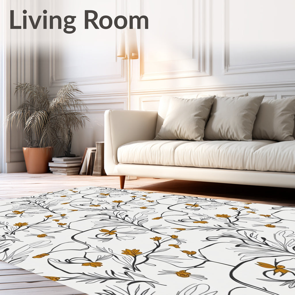 Golden Blossom Vine Sketch Rug