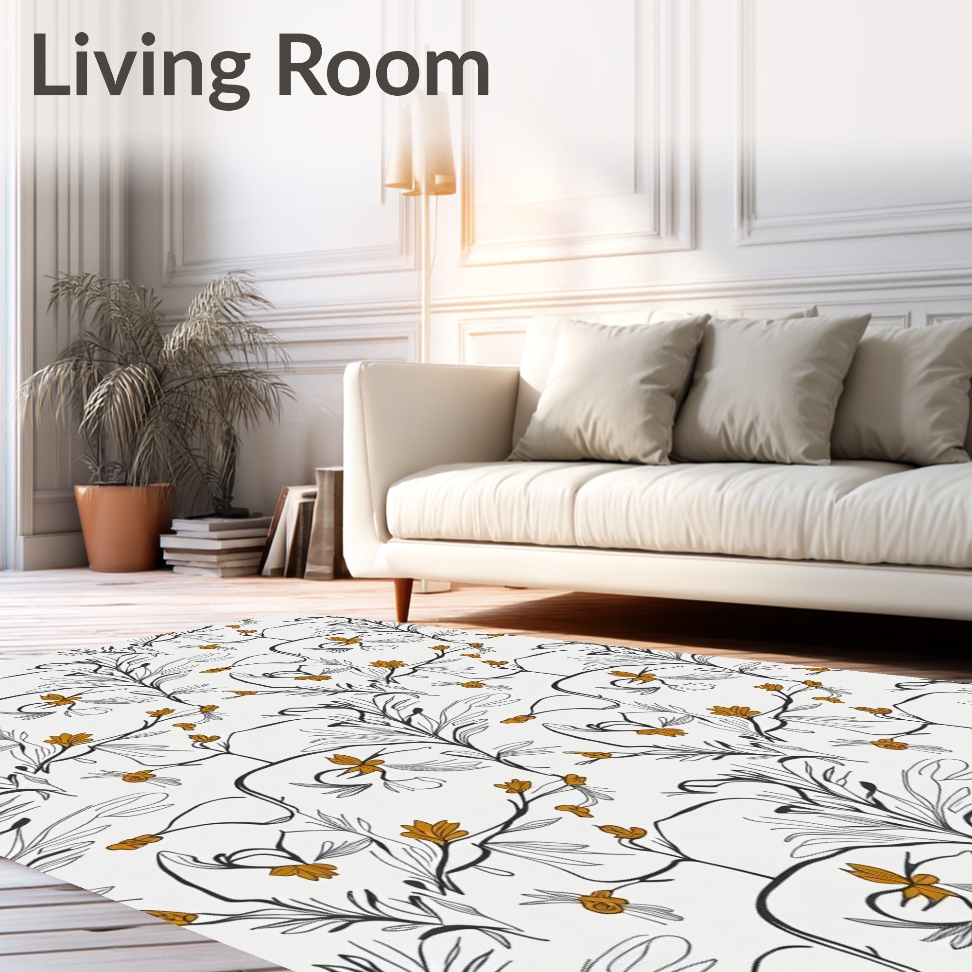Golden Blossom Vine Sketch Rug