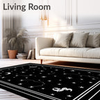 Black White Celestial Moon Star Rug