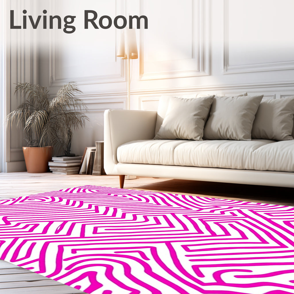 Hot Pink Maze Lines Rug