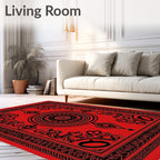 Bold Red Black Tribal Medallion Rug